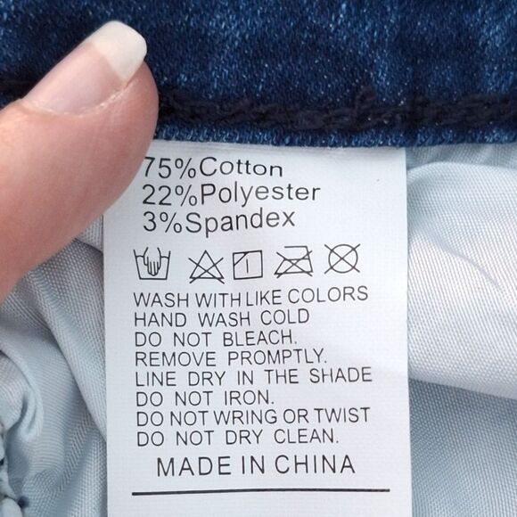 Vazoca High Rise Embroidered Floral Flare Blue Jeans Raw Hem Boho Hippie Y2K XL - Picture 8 of 9